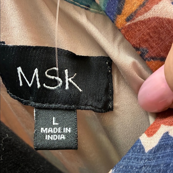 MSK Paisley Boho Maxi Dress Multicolor High-Low Hem Size L - Picture 3 of 9